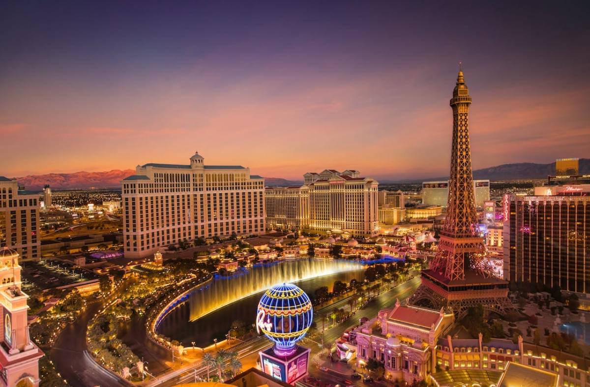 las vegas illuminated at dusk