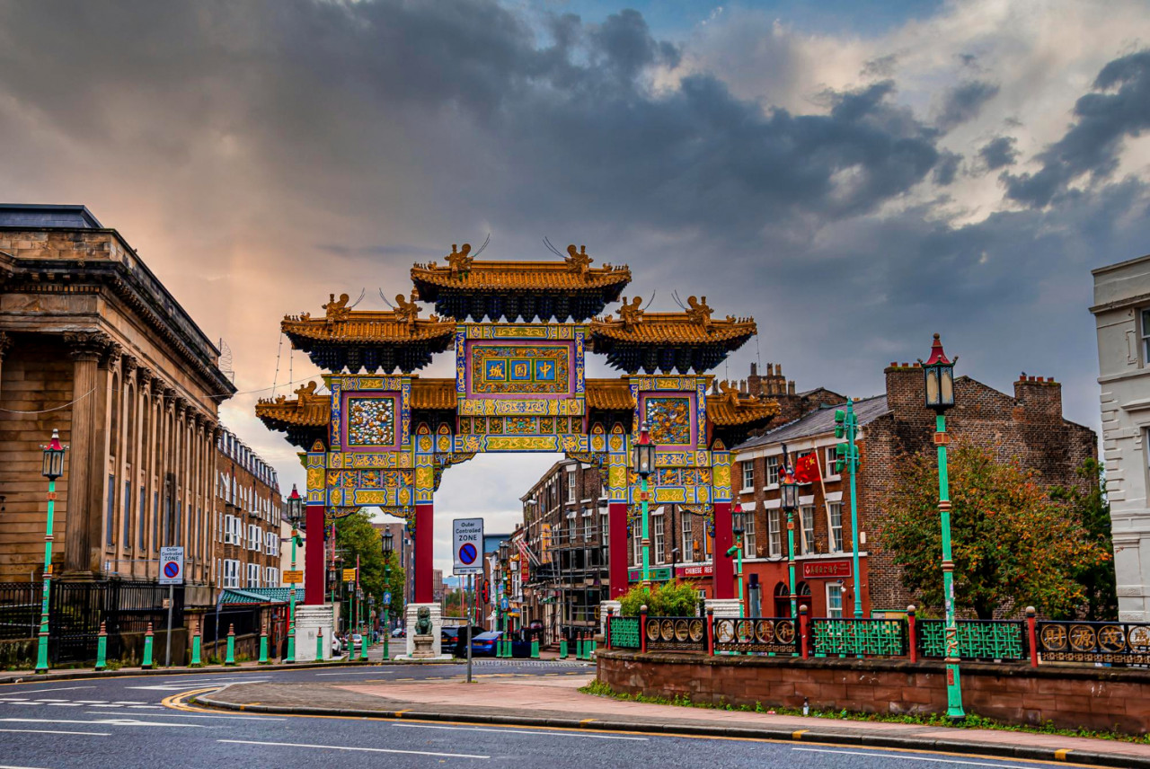 liverpool england september 30 2021 entrance chinatown district chinatown is oldest chinese community europe