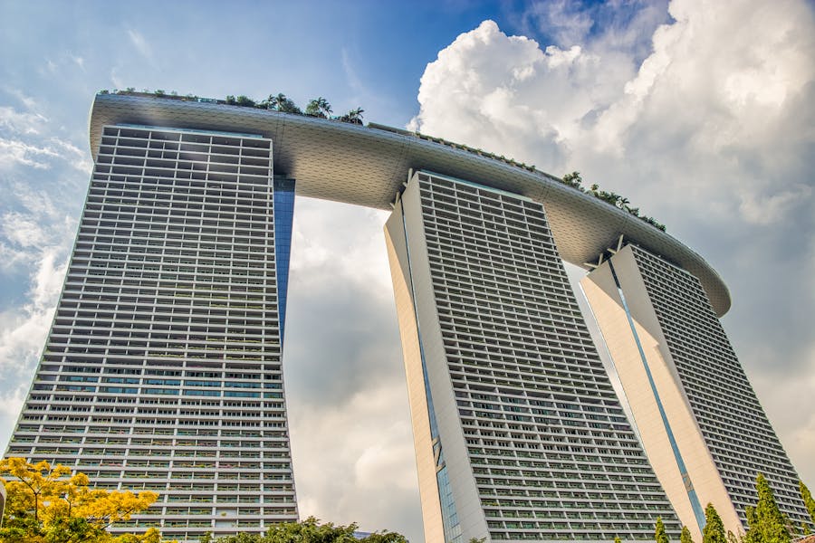 low angle photo of marina bay sands