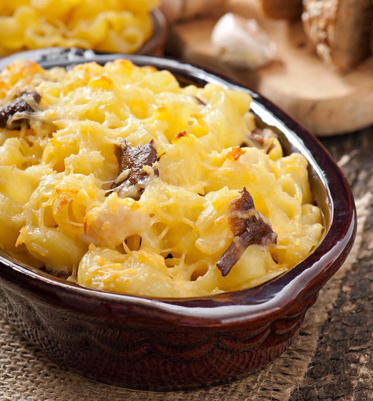 macaroni with cheese chicken mushrooms baked oven 1