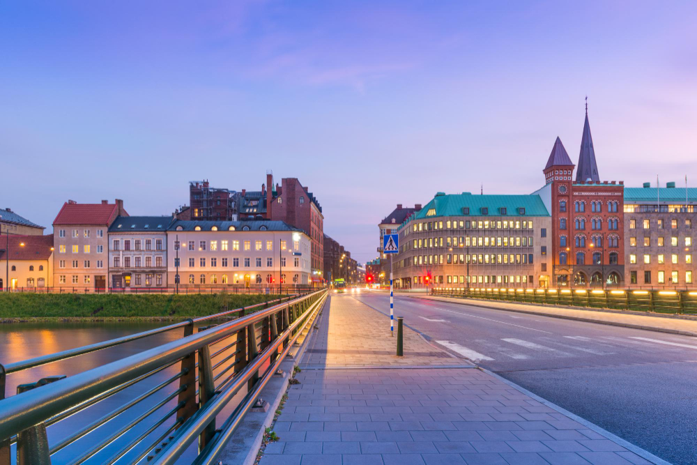 malmo cityscape evening sweden