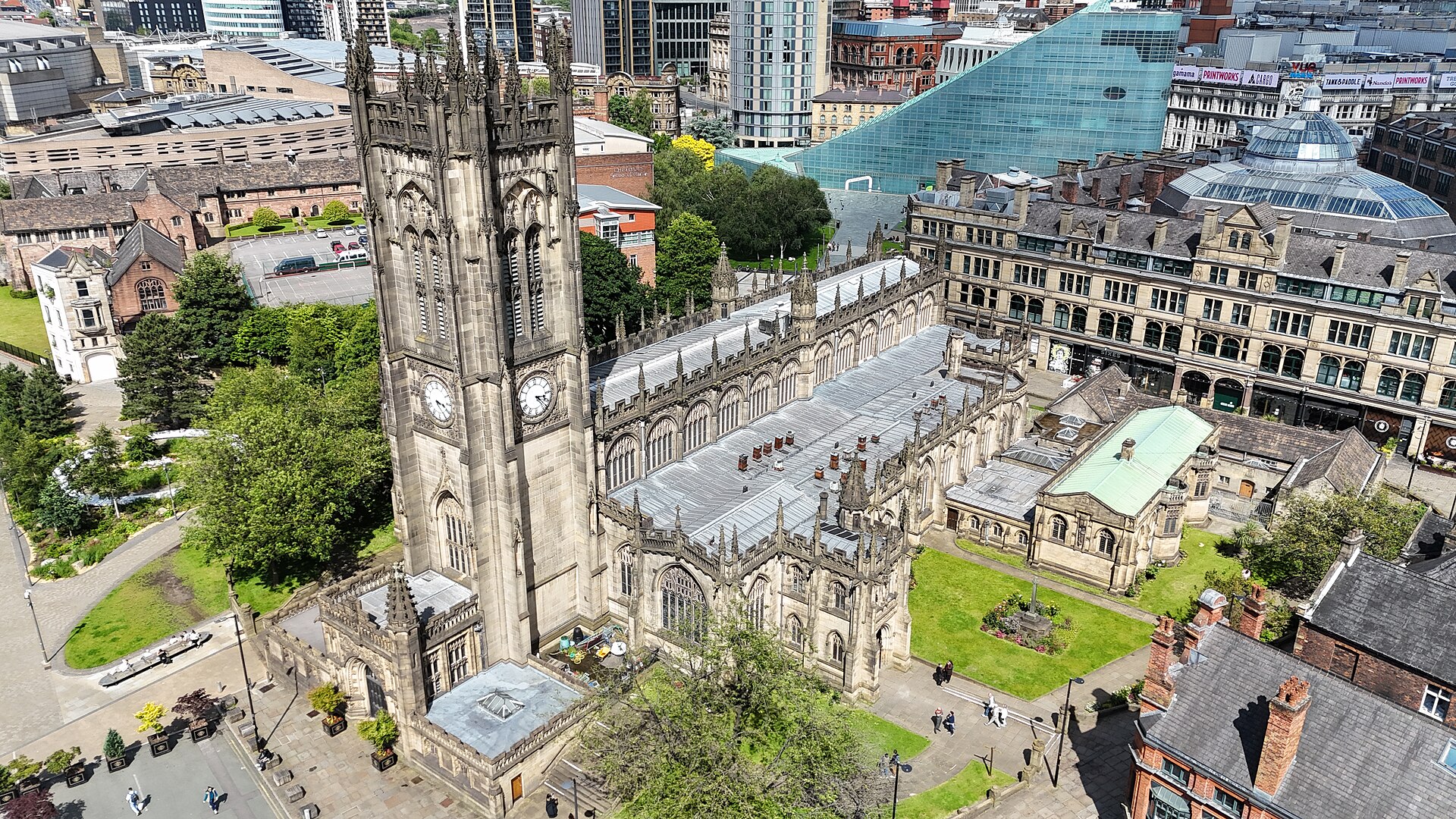 manchester cathedral aerial 2024 06 16 02