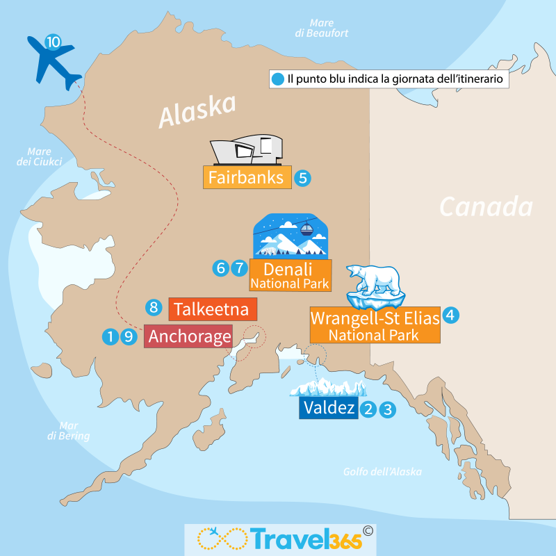 mappa alaska itinerario 10 giorni 1
