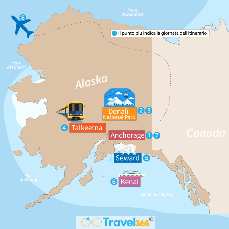 mappa alaska itinerario 8 giorni 1