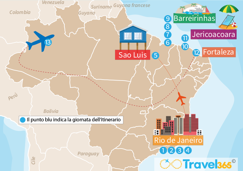 mappa brasile itinerario 13 giorni 1