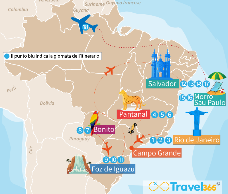 mappa brasile itinerario 18 giorni 1