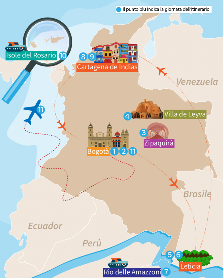 mappa colombia itinerario 11 giorni 1