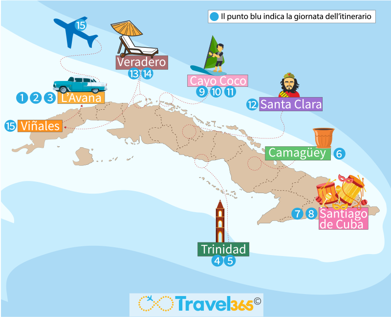 mappa cuba a ritmo di musica itinerario 15 giorni