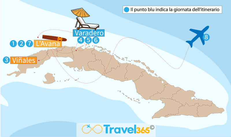 mappa cuba itinerario 8 giorni