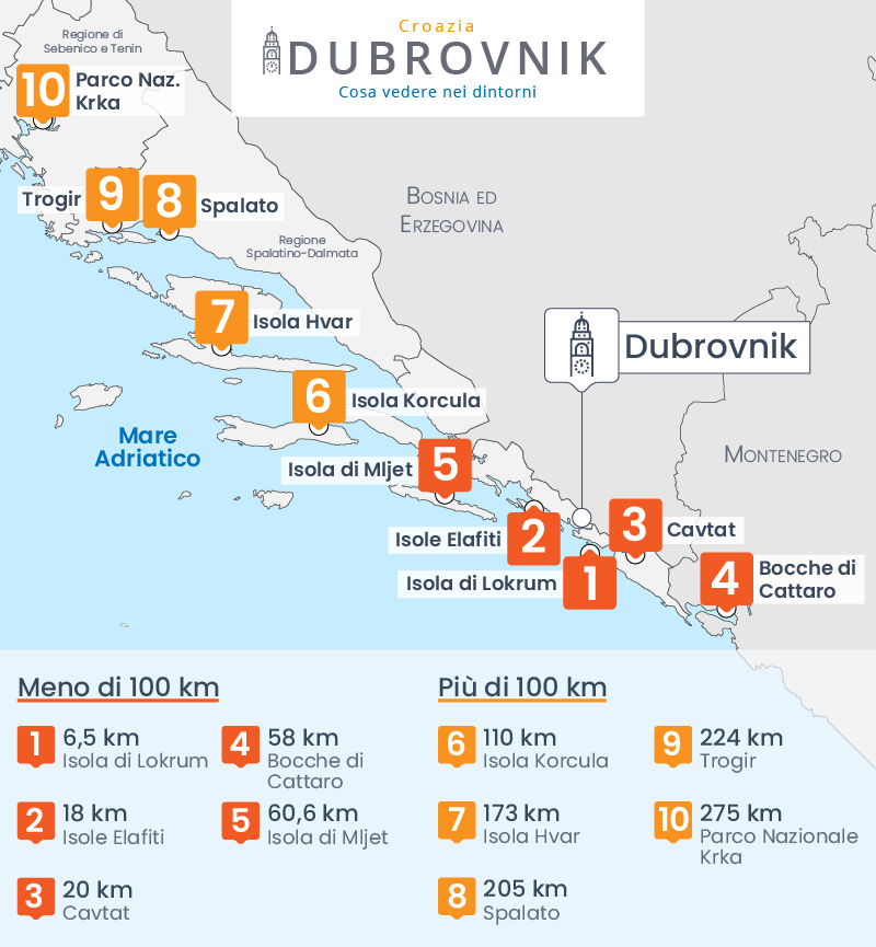 mappa dintorni dubrovnik