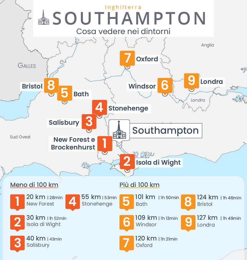 mappa dintorni southampton