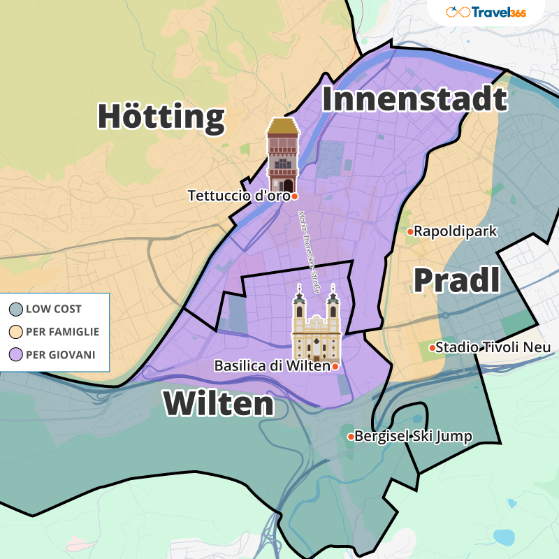 mappa dove dormire innsbruck