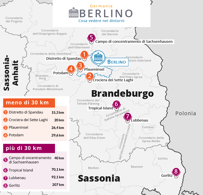 mappa escursioni dintorni berlino