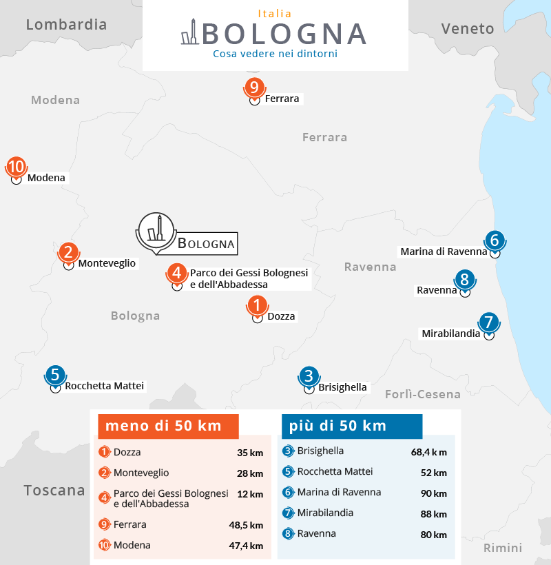 mappa escursioni dintorni bologna