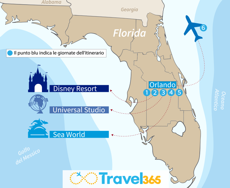 mappa florida itinerario 6 giorni