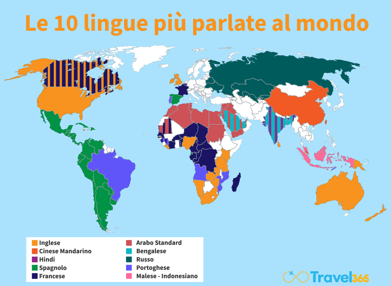 mappa generale delle 10 lingue piu parlate