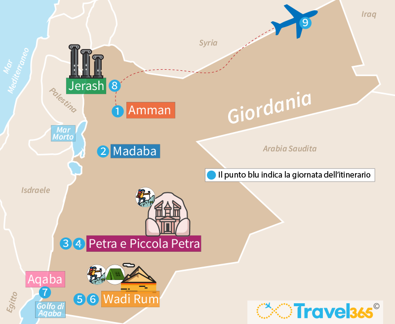 mappa giordania itinerario 9 giorni 1