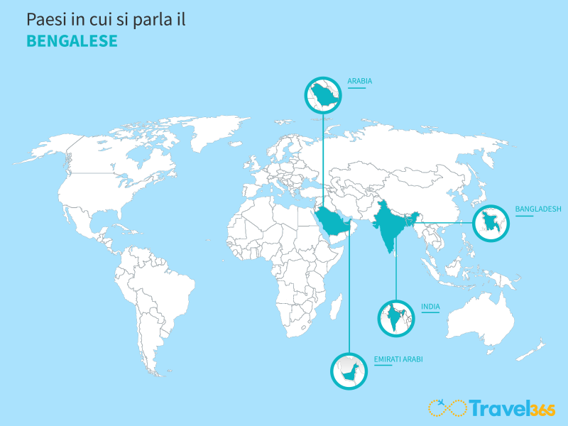 mappa paesi in cui si parla bengalese