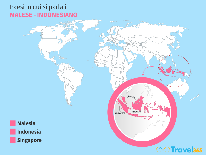 mappa paesi in cui si parla malese indonesiano