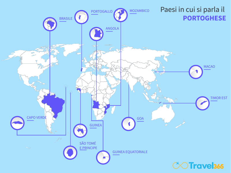 mappa paesi in cui si parla portoghese