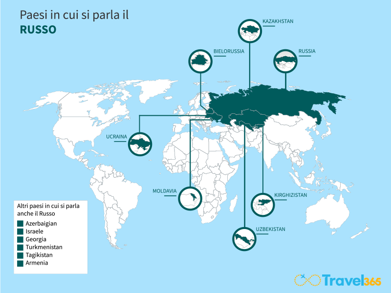 mappa paesi in cui si parla russo