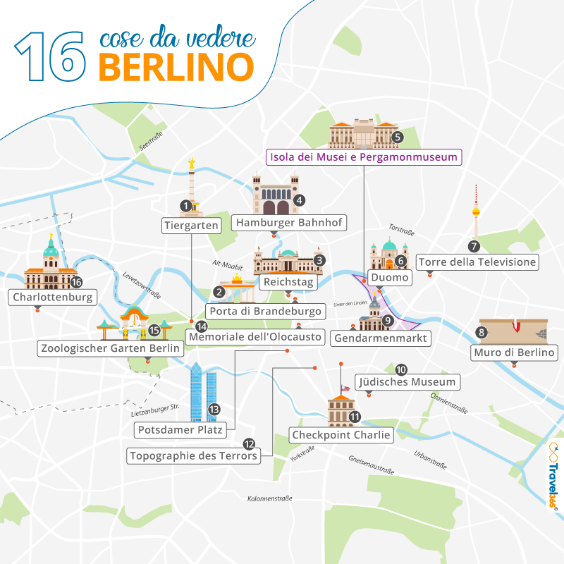 mappa principali attrazioni berlino