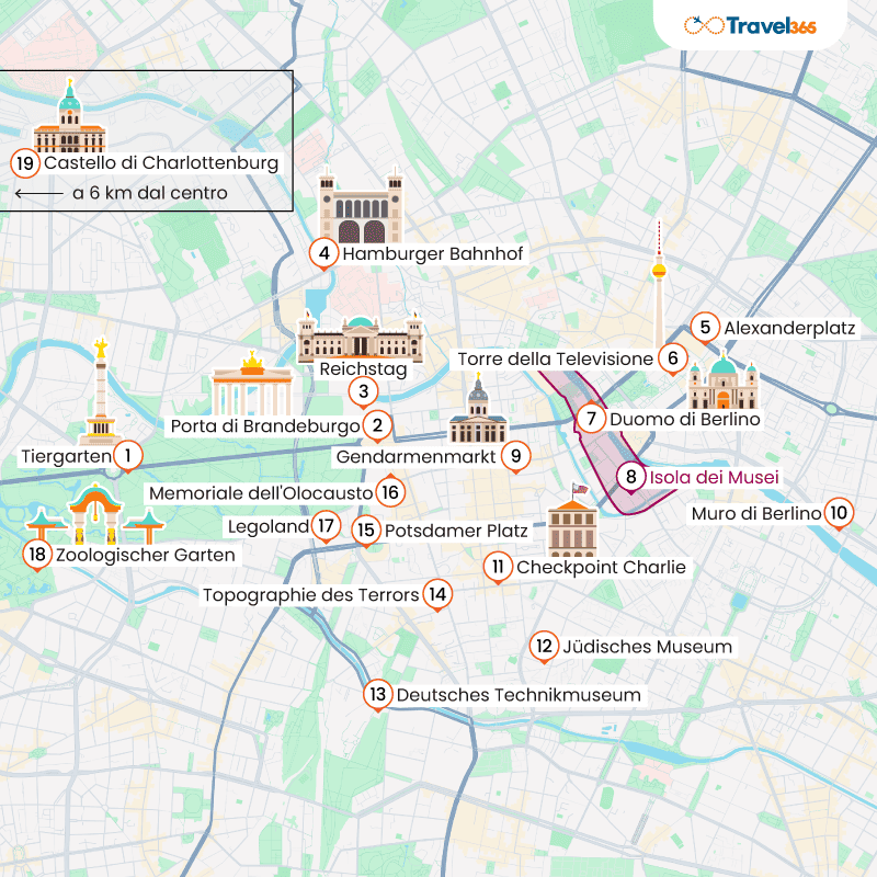 mappa principali attrazioni berlino