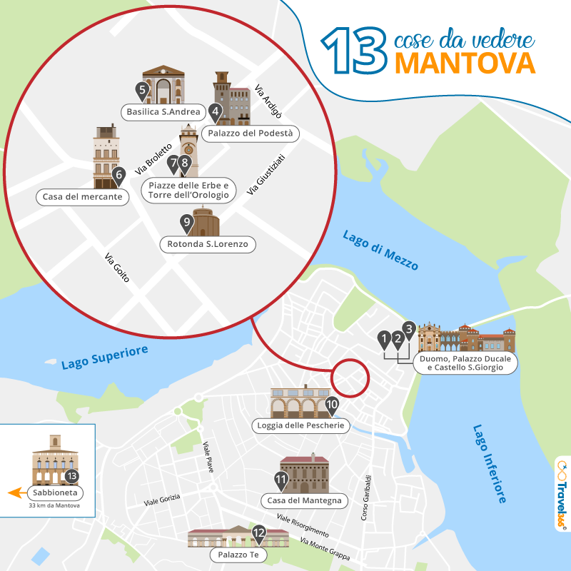 mappa principali attrazioni mantova