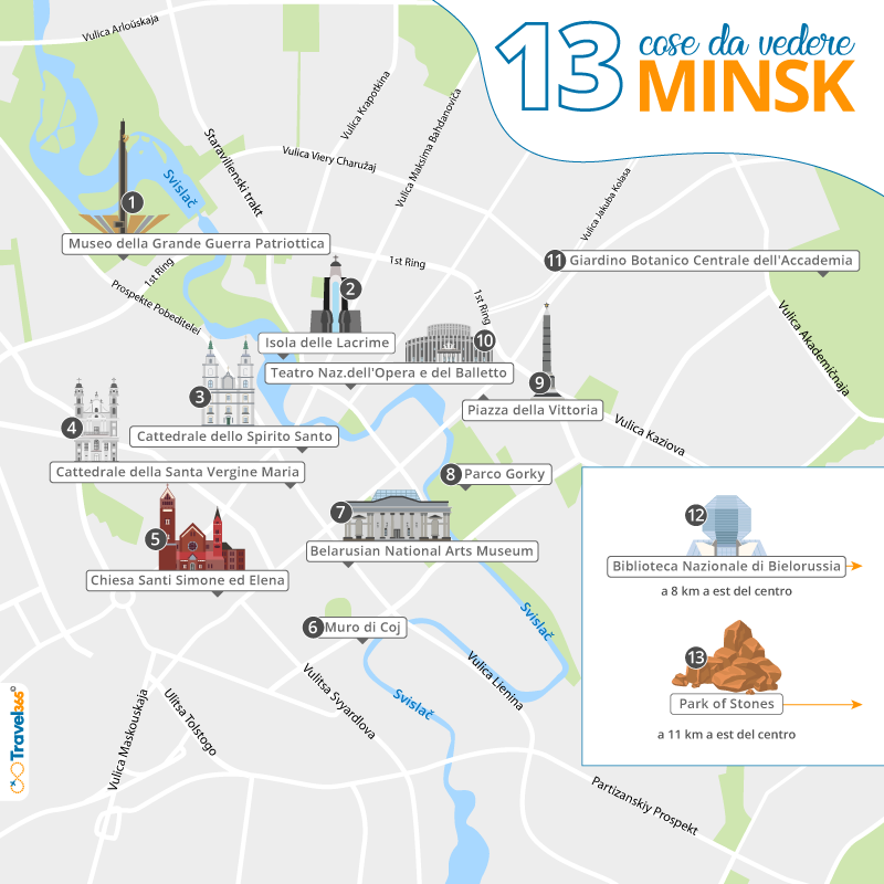 mappa principali attrazioni minsk