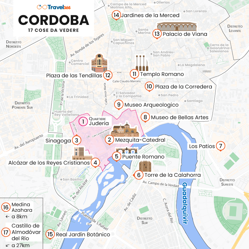 mappa principali attrazioni monumenti cordoba