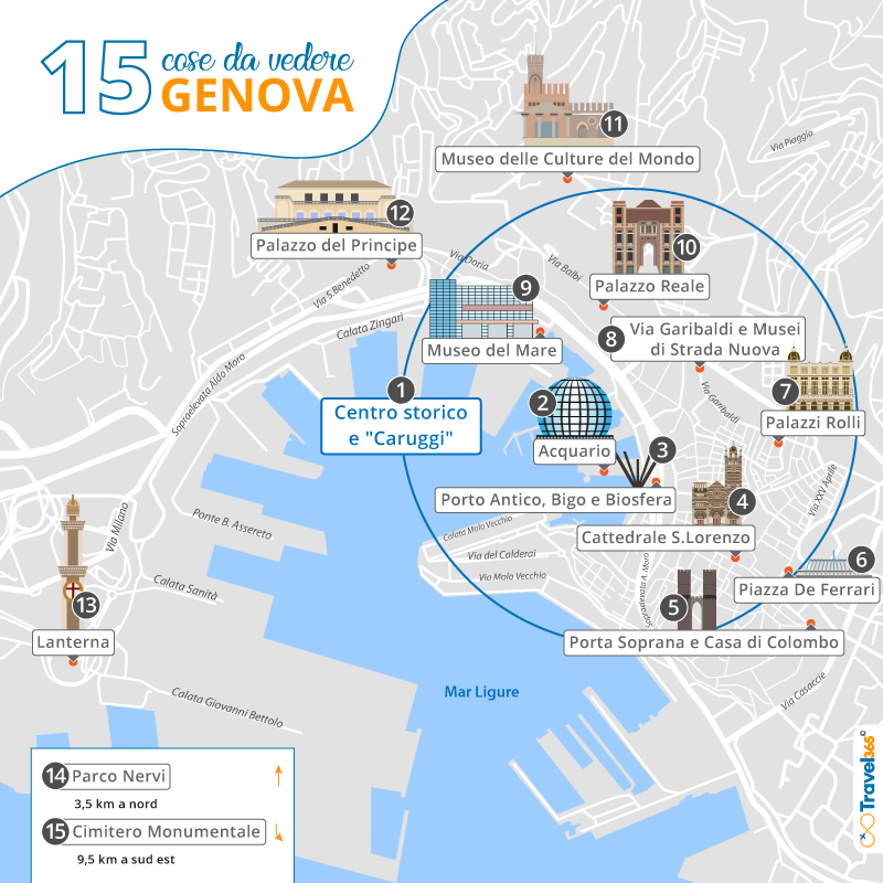 mappa principali attrazioni monumenti genova