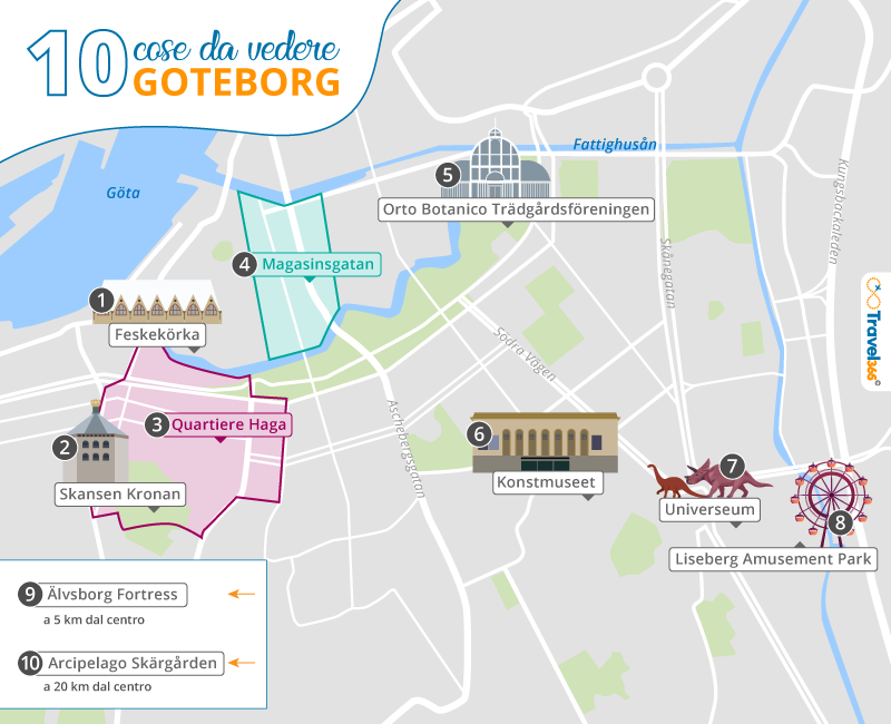 mappa principali attrazioni monumenti goteborg