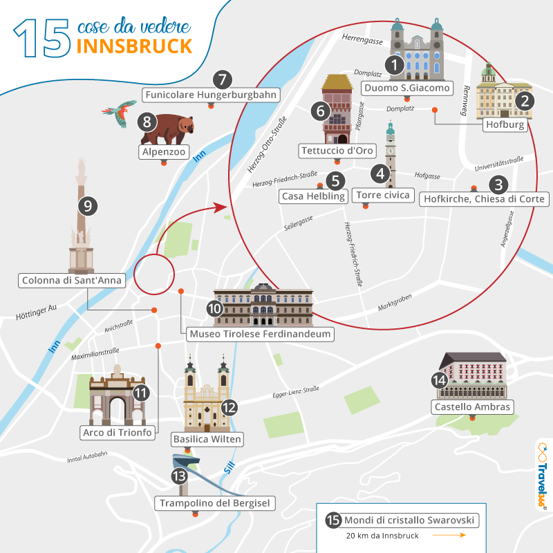 mappa principali attrazioni monumenti innsbruck