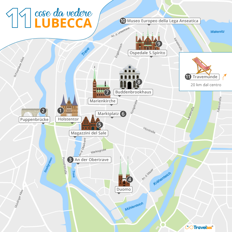 mappa principali attrazioni monumenti lubecca