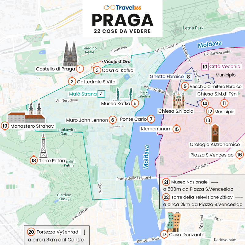 mappa principali attrazioni monumenti praga 1