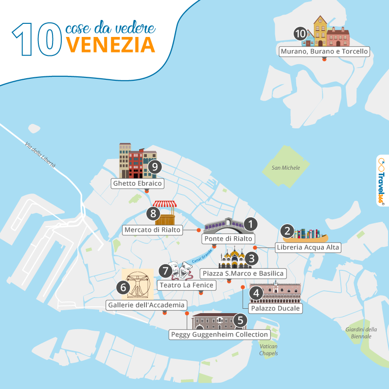 mappa principali attrazioni monumenti venezia