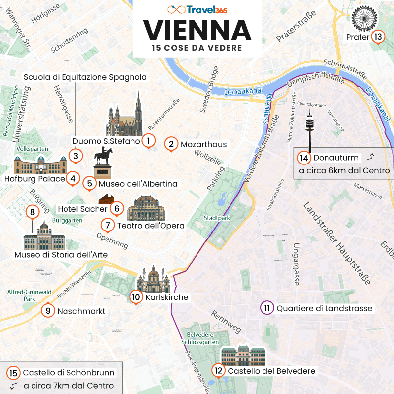 mappa principali attrazioni monumenti vienna