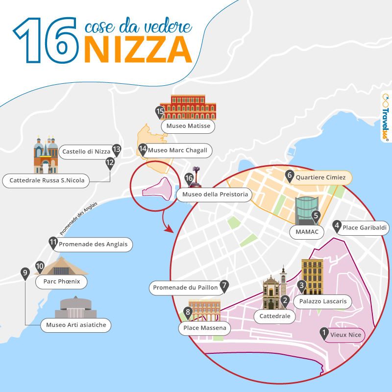 mappa principali attrazioni nizza