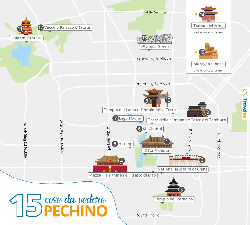 mappa principali attrazioni pechino