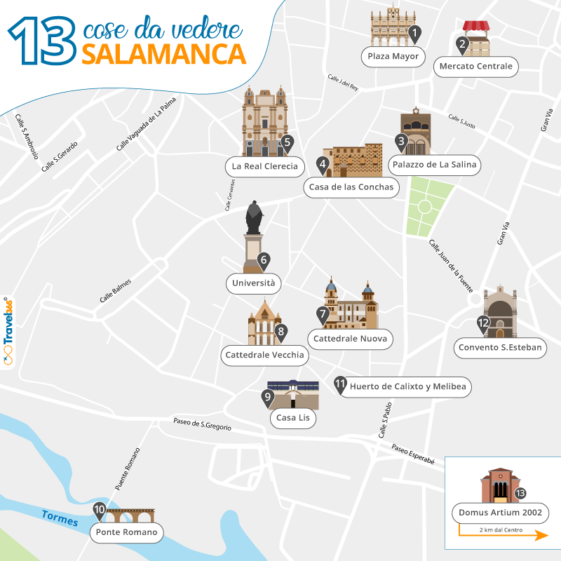 mappa principali attrazioni salamanca