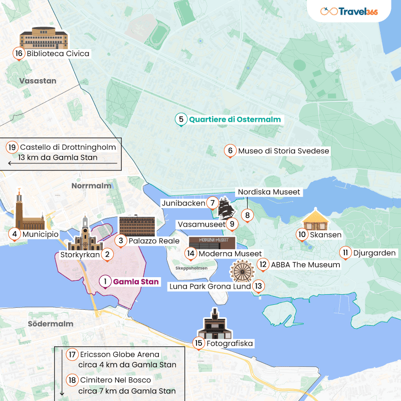 mappa principali attrazioni stoccolma