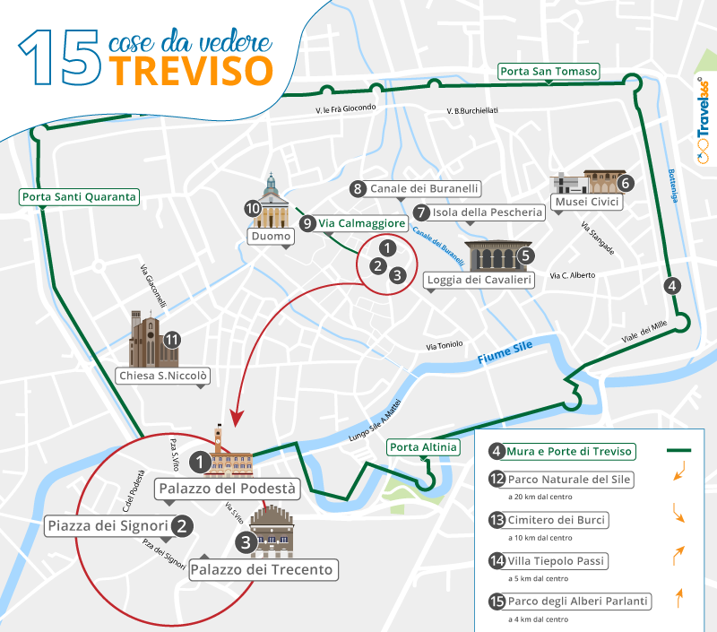 mappa principali attrazioni treviso