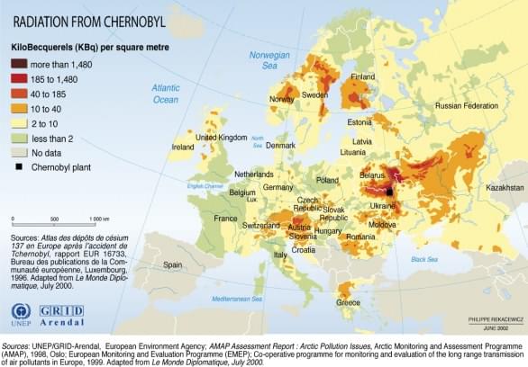 Mappa radiazioni europa