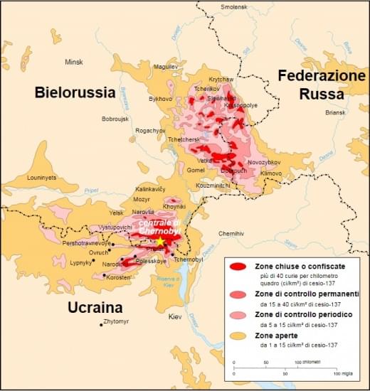 Mappa zone di esclusione chernobyl