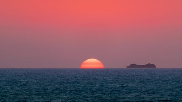 mare nave acqua tramonto cielo