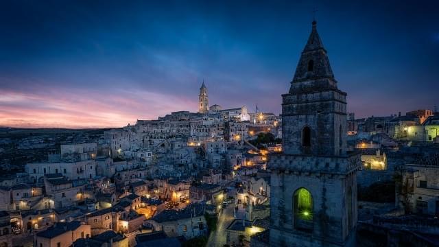 matera paesaggio di sera