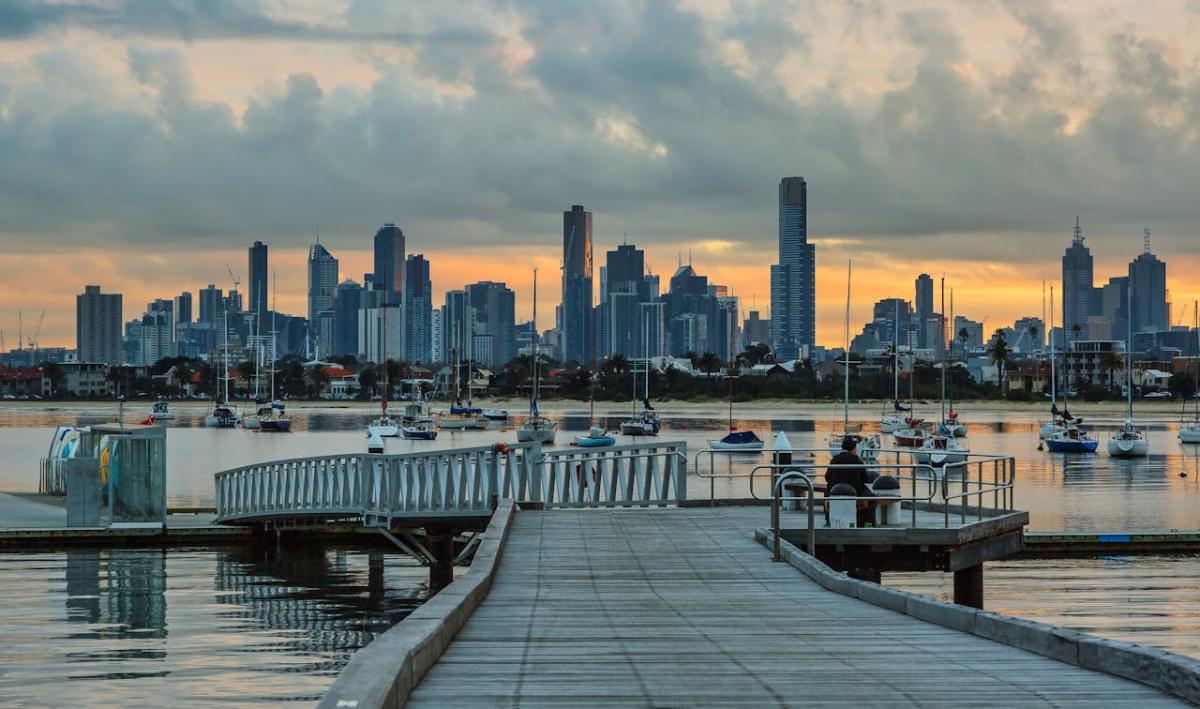 melbourne city panorama photographed from st kilda pier melbourne australia