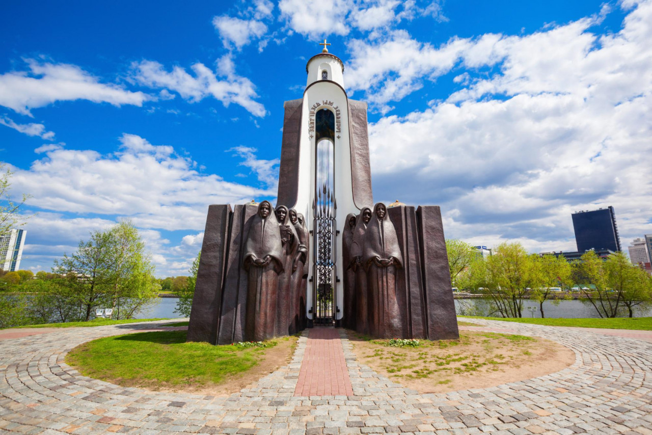 minsk belarus may 06 2016 island tears chapel is memorial dedicated belarusian soldiers who died afghanistan