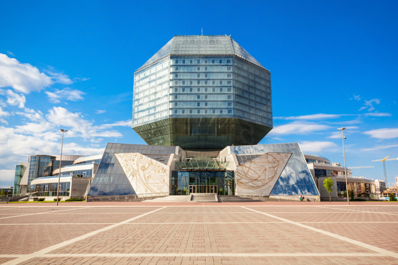 minsk belarus may 06 2016 national library belarus is copyright library republic belarus it is now located new 72 metre high building minsk belarus