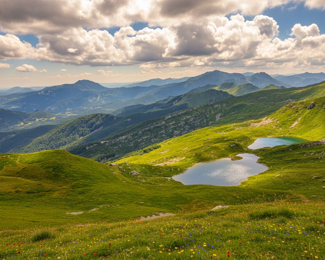 Panorama dalla vetta del Monte Sillara nell'Appennino Tosco-Emiliano.